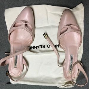 Manolo Blahnik strappy sandals.